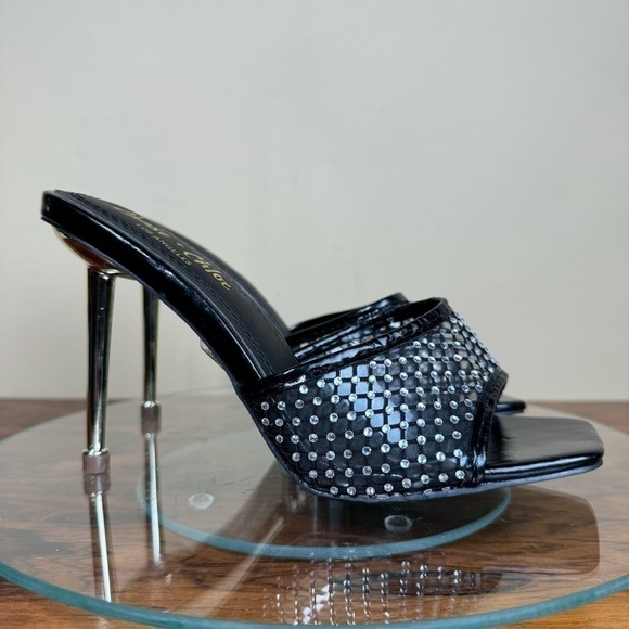 Chase and Chloe Ariane Rhinestone Mesh Sandal - black - 7 - Picture 2 of 15